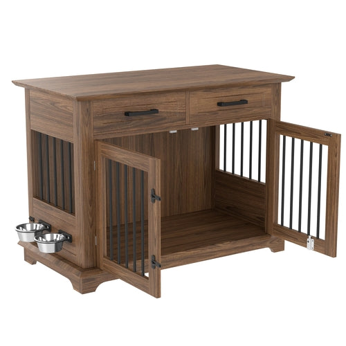 44.48' Large Dog Crate Furniture, Indoor Wooden Dog Kennel End Table