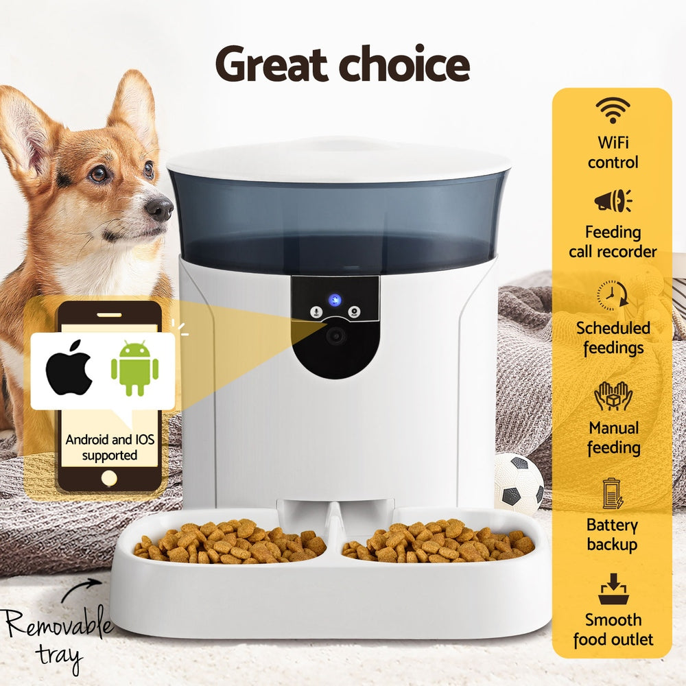 Smart Automatic Pet Feeder with HD Camera & Wi-Fi Control