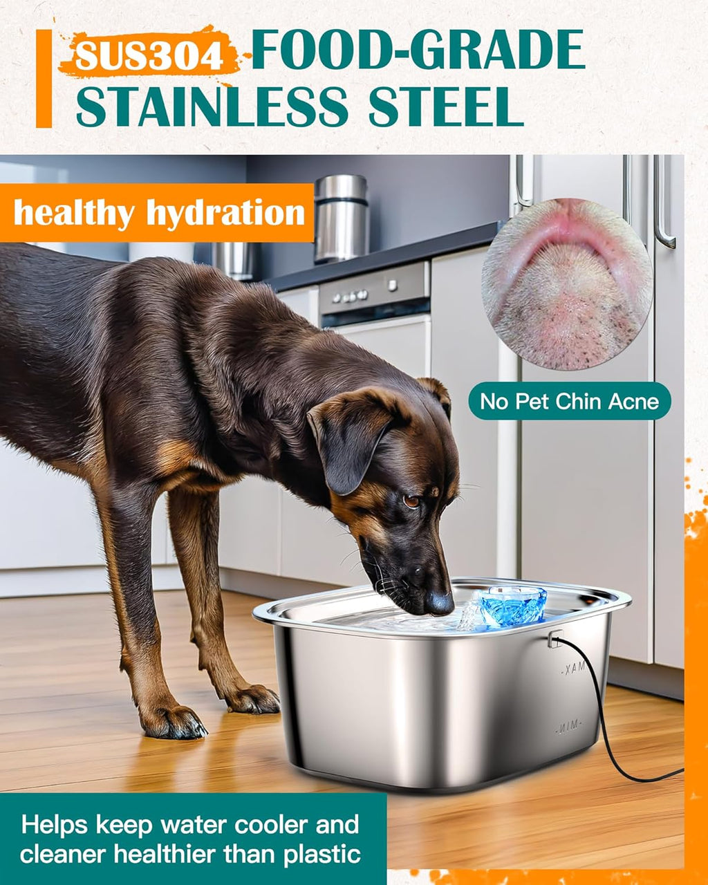 3Gallon Stainless Steel Dog Water Fountain for Large Dogs-2