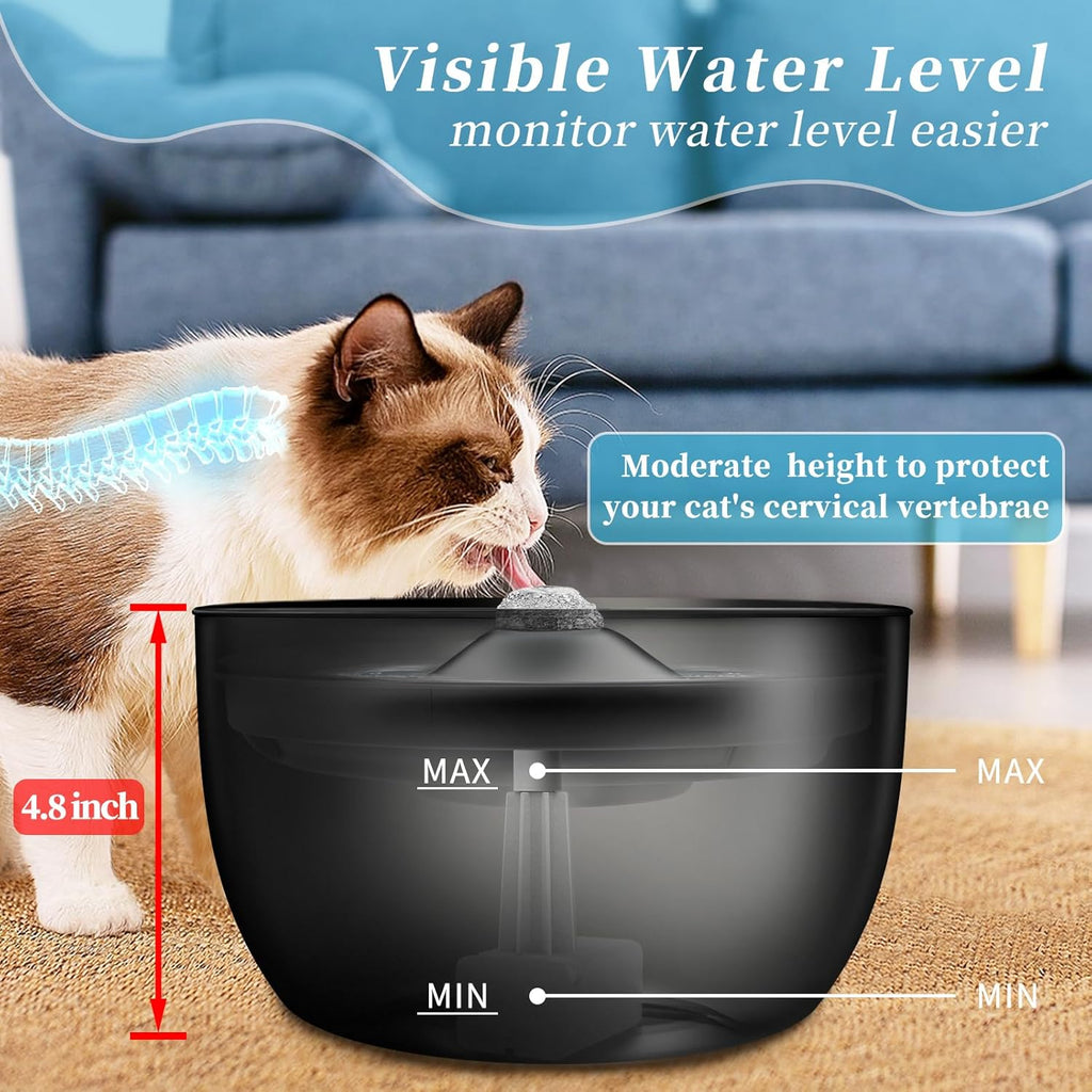 Stainless Steel Automatic Cat Water Fountain - 3L (102oz) Quiet Flow Design