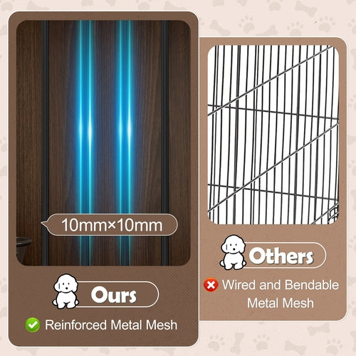 44.48' Large Dog Crate Furniture, Indoor Wooden Dog Kennel End Table